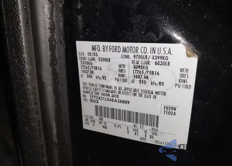 2004 Ford F-350 Lariat/Xl/Xlt from USA, damaged, VIN 1FTSX31L04EA36889